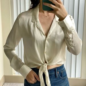 Aritzia Tie Front Silk Top- XS